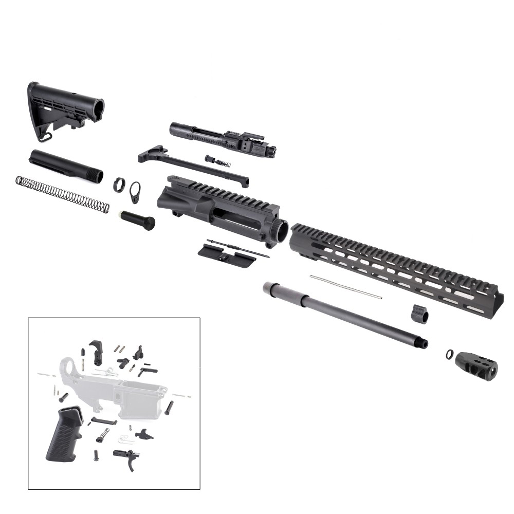 AR .300 BLACKOUT 16" RIFLE BUILD KIT W/ 15" M-LOK HANDGUARD BCG LPK & STOCK KIT
